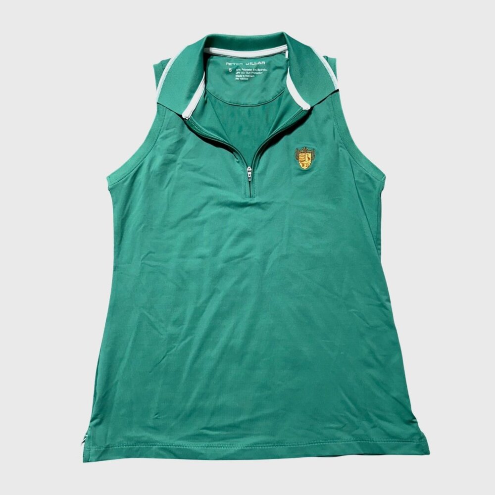 Peter Millar Women's Sz S Sleeveless Polo Green Shirt UPF 50+ Sun Protection